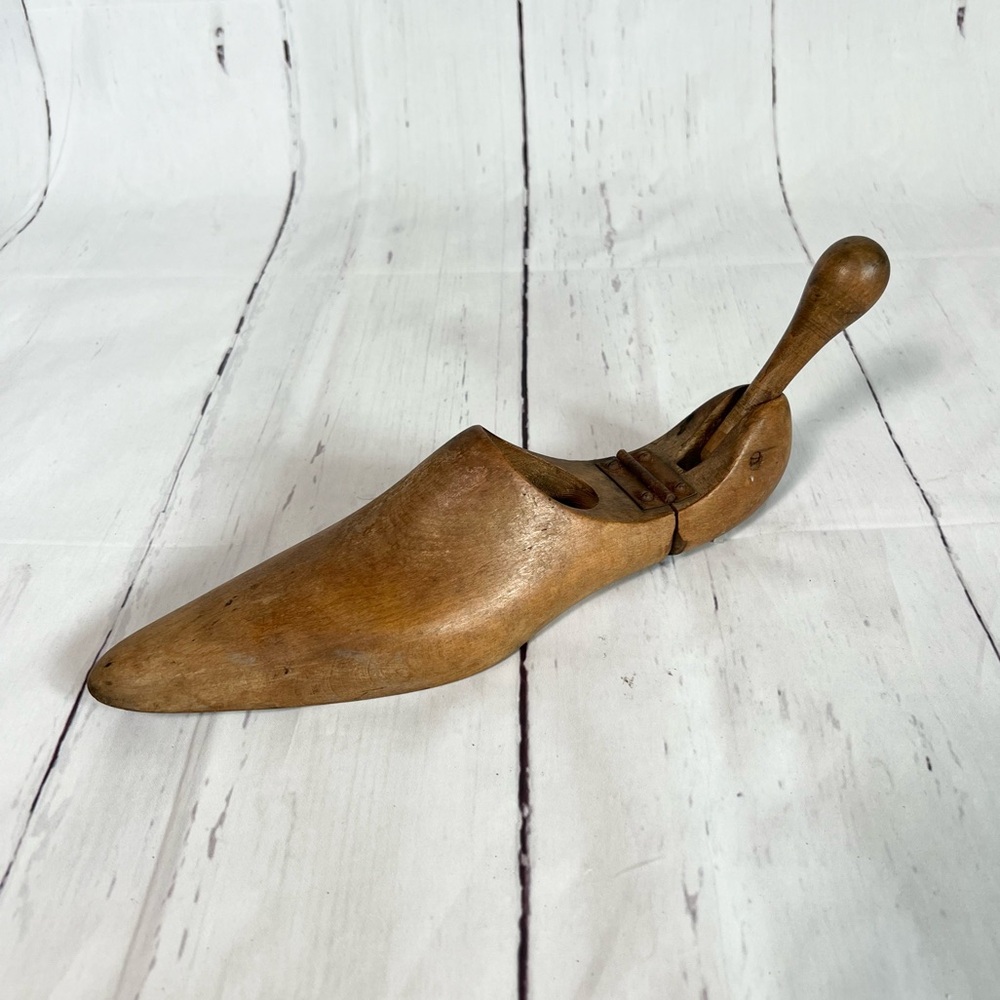 Antique Wooden Shoe Last Hinged Folding Cobbler Form Shaper Shabby Chic Decor